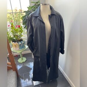 Venezia Black Leather Midi Trench Cost - 80’s Vintage